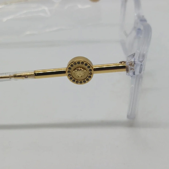 NWT RX-ABLE VERSACE EYEGLASS FRAMES 3299 CRYSTAL CLEAR/GOLD - Picture 4 of 5